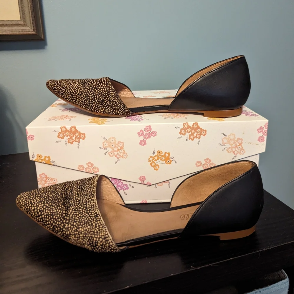 Madewell D'orsay flat in dotted calf hair, size 7